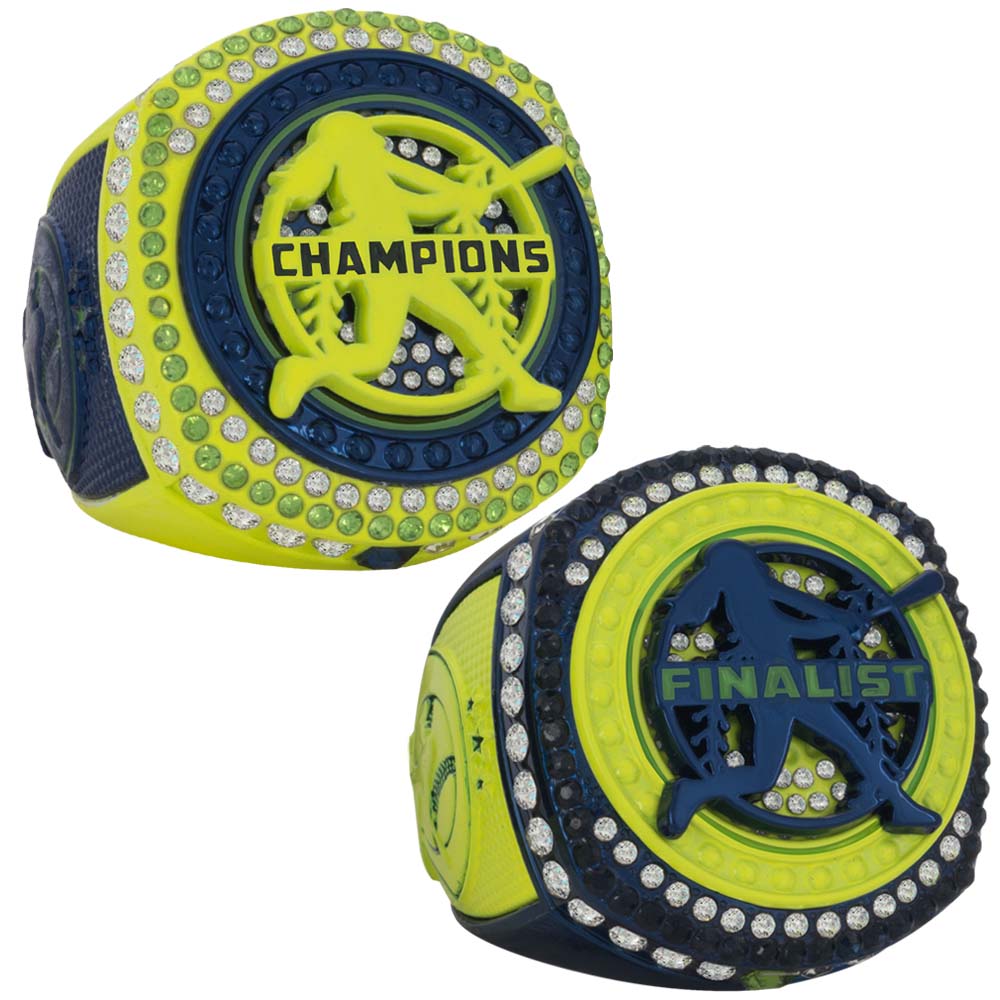 Fastpitch Navy & Neon Yellow Rings
