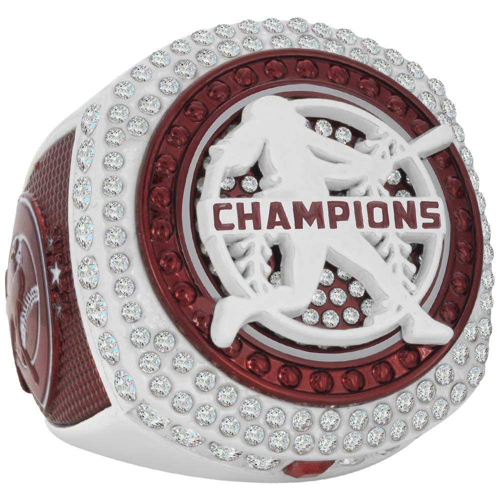 Fastpitch Crimson & White Rings
