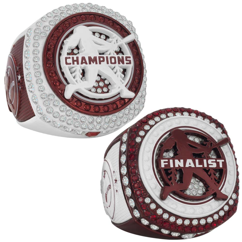 Fastpitch Crimson & White Rings