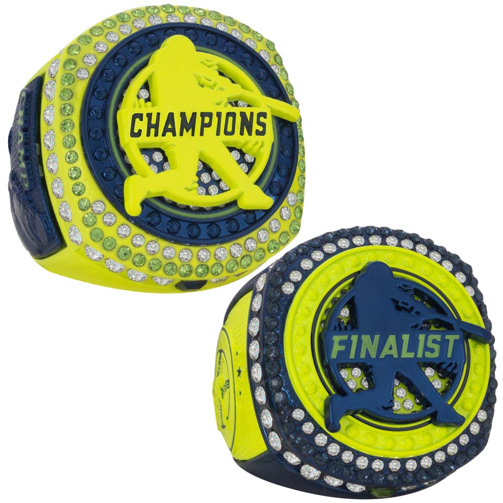 Baseball Navy & Neon Yellow Rings