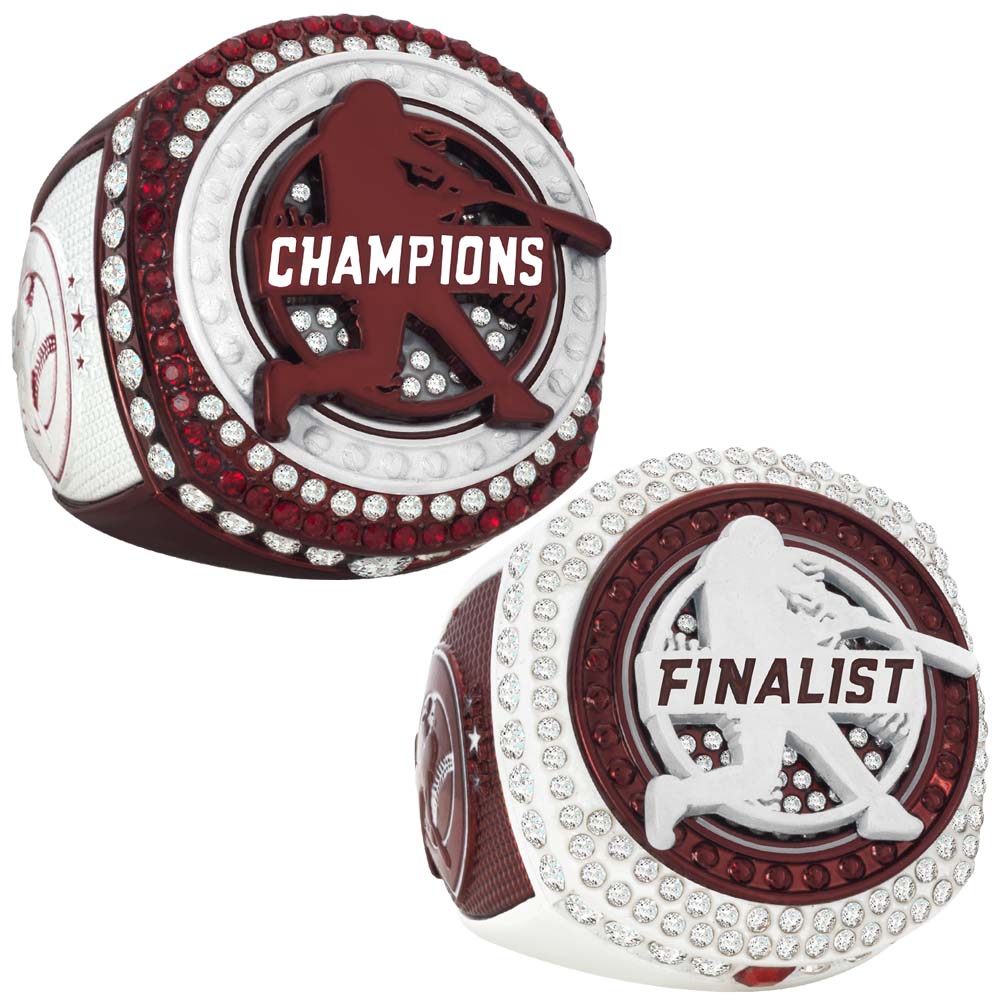 Baseball Crimson & White Rings