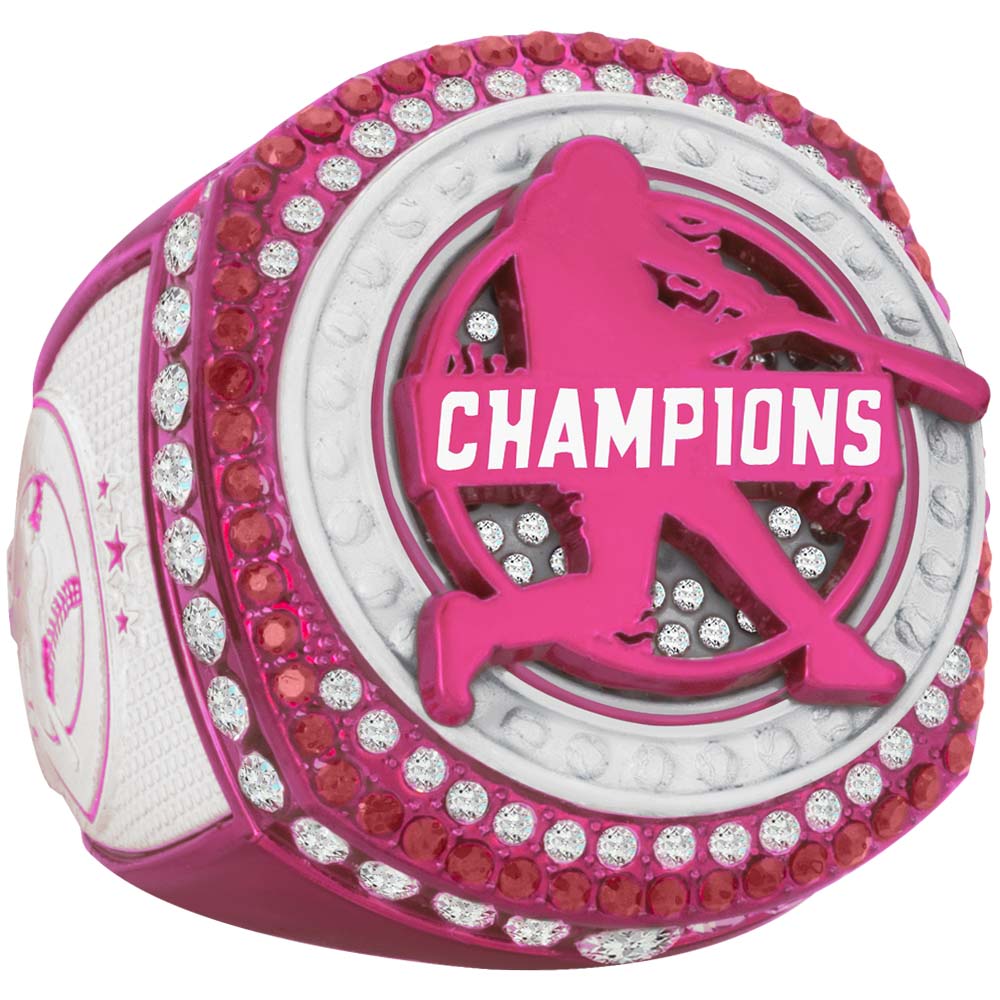 Baseball Pink & White Rings