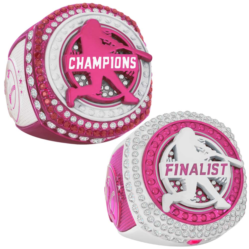 Baseball Pink & White Rings