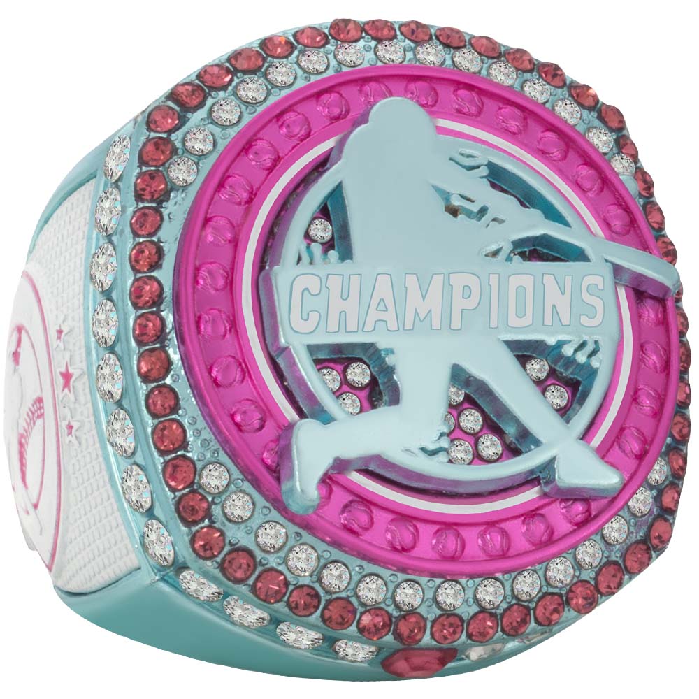 Baseball White, Pink & Blue Rings