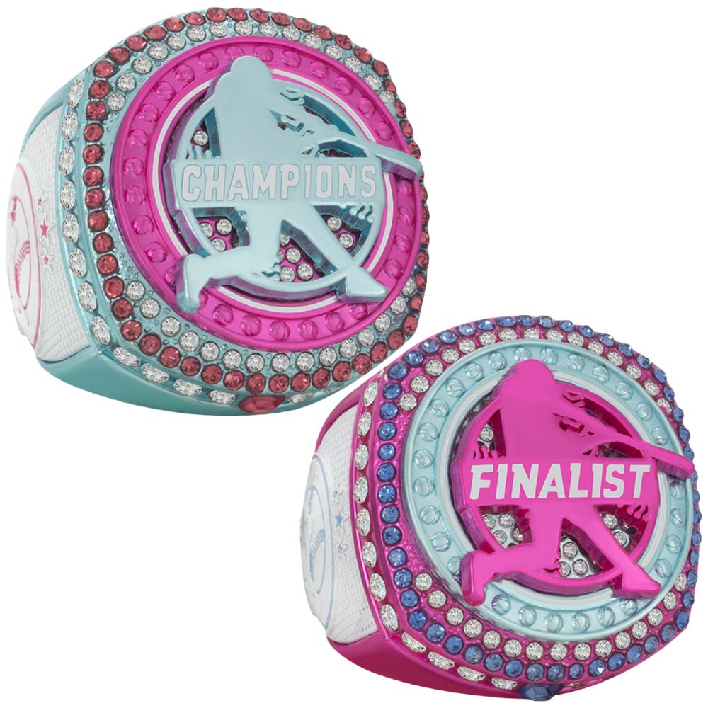 Baseball White, Pink & Blue Rings