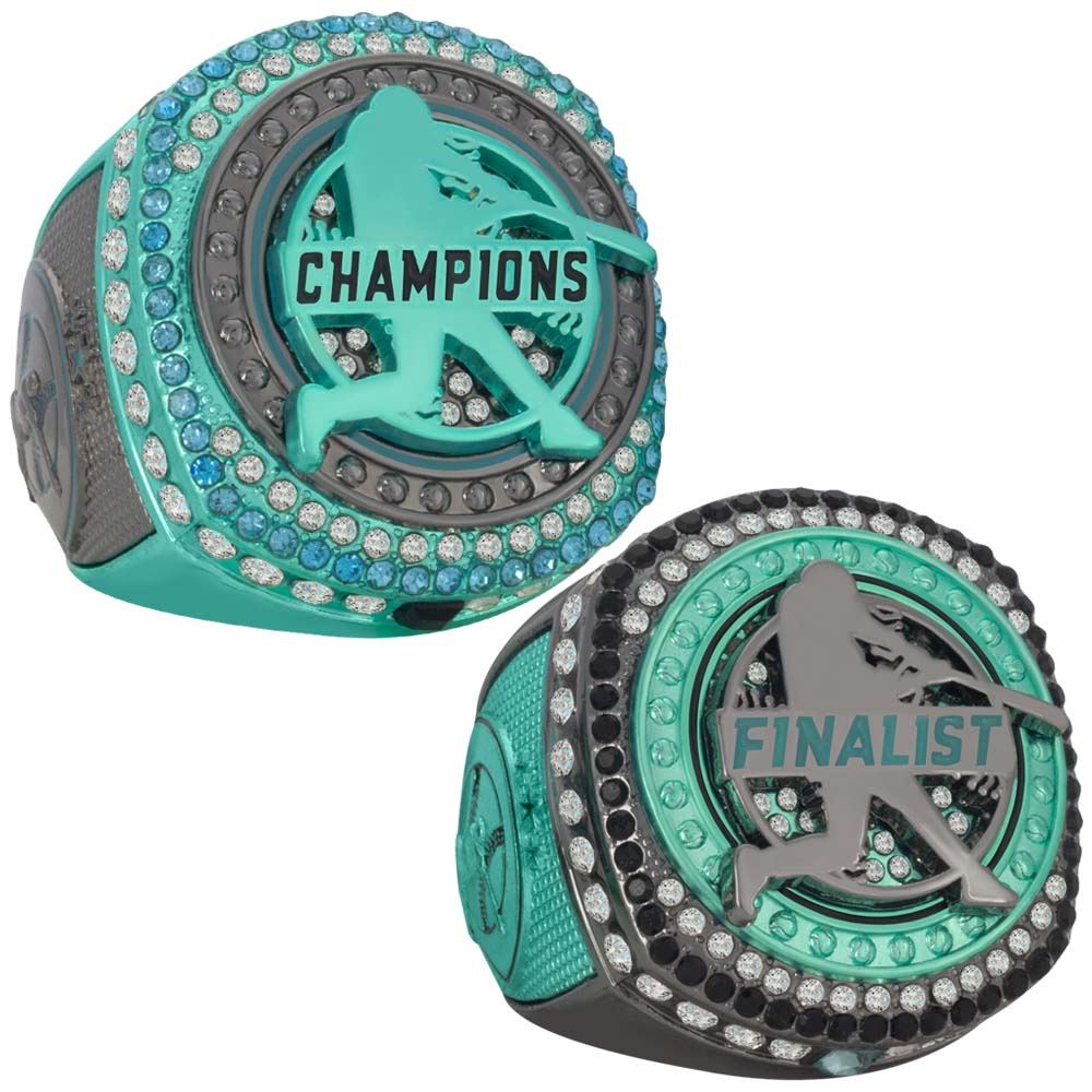 Baseball Teal & Black Rings