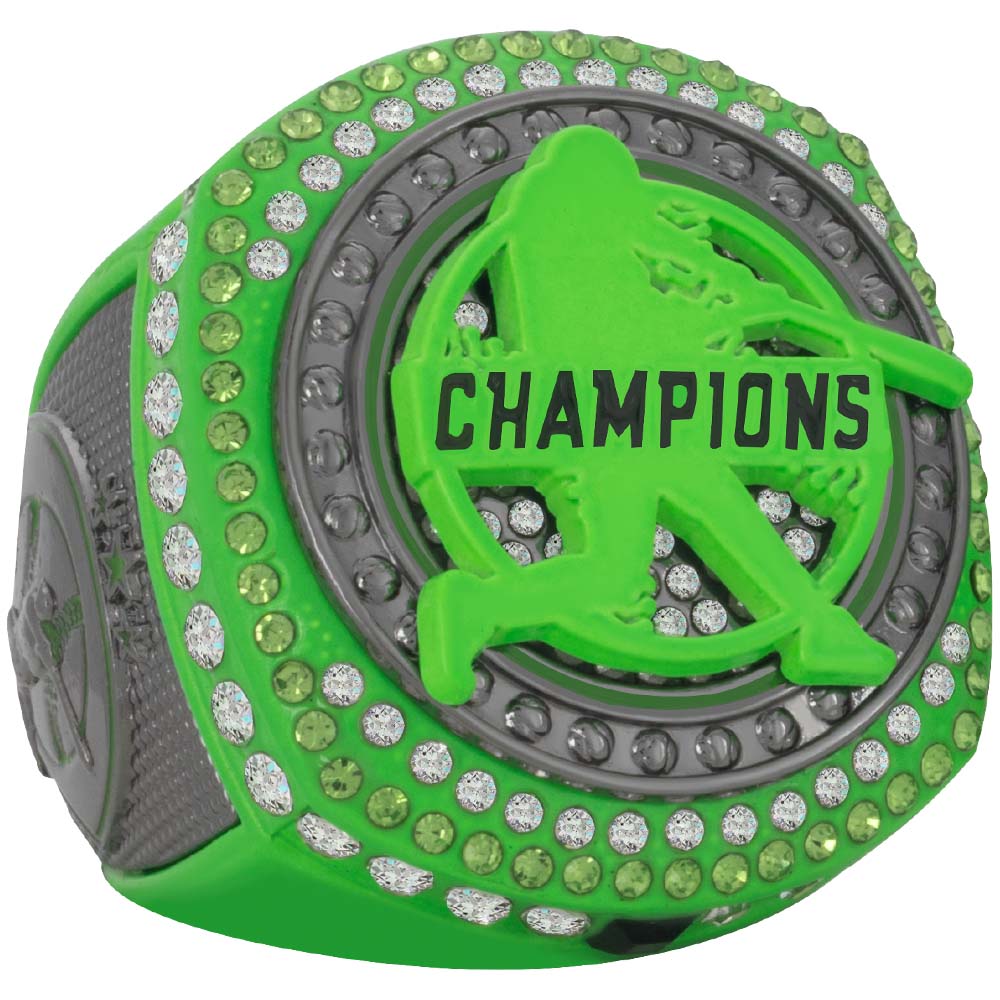 Baseball Neon Green & Gun Metal Rings