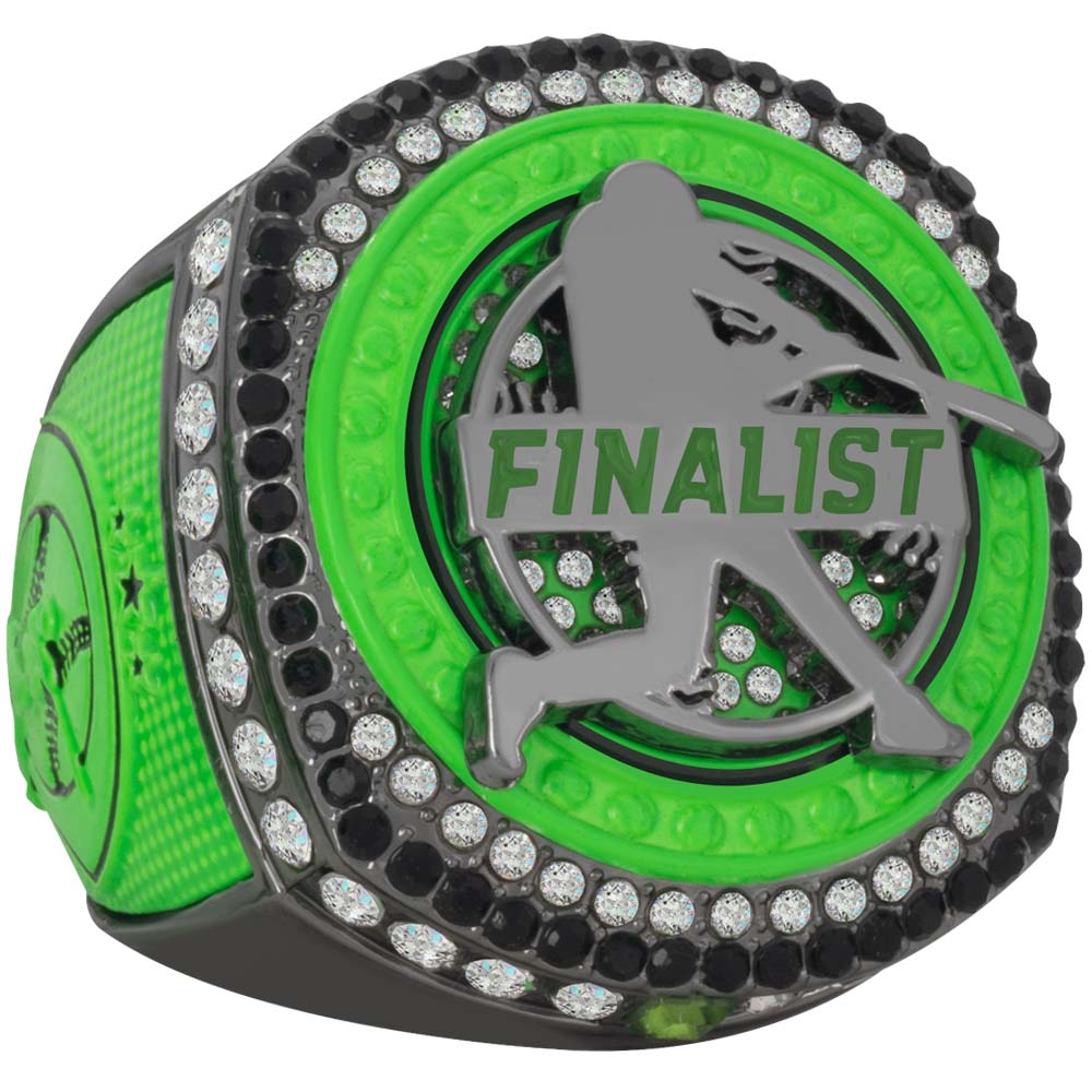 Baseball Neon Green & Gun Metal Rings