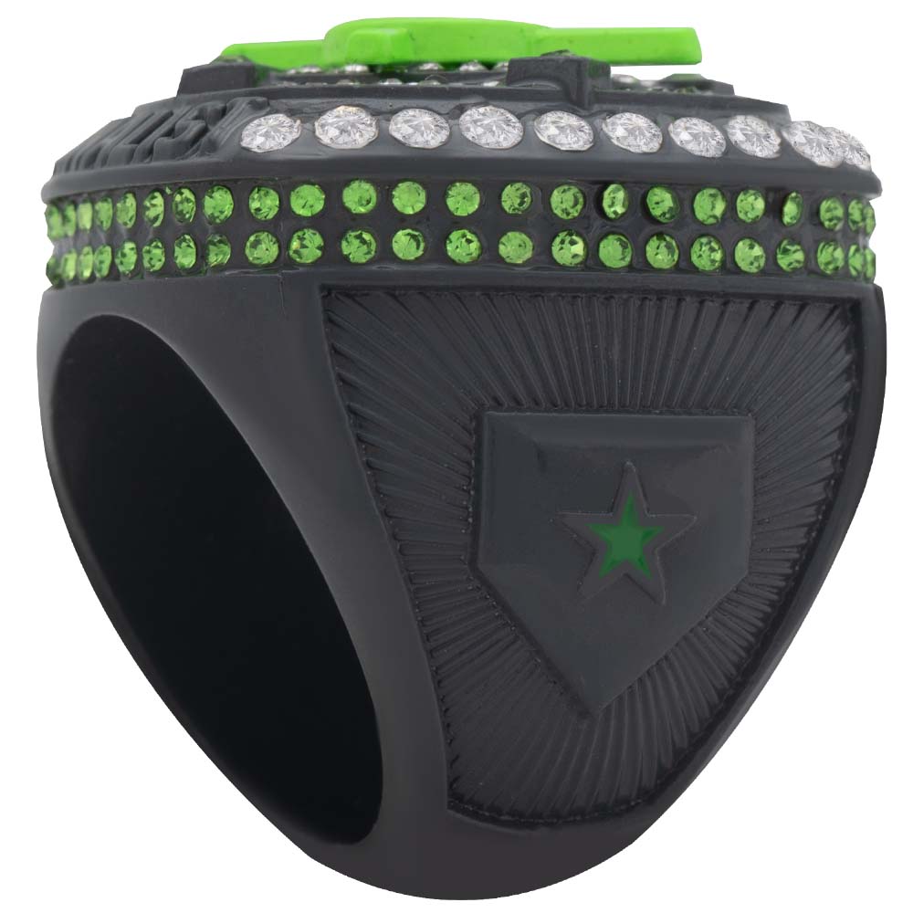 Neon Green & Gray Crossed Bat Style Ring