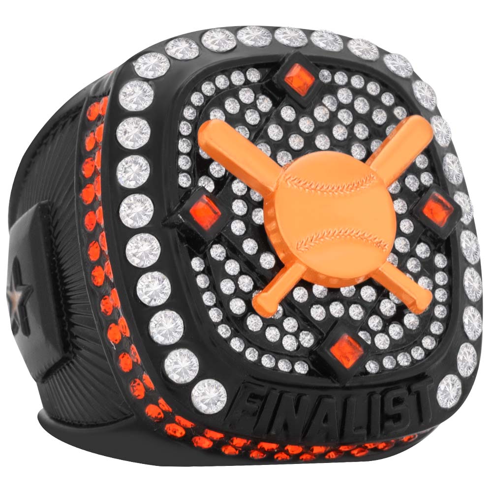Black & Orange Crossed Bat Style Ring