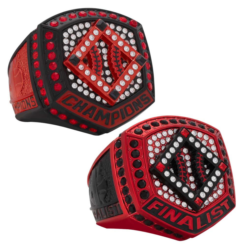 Black & Red Plate Style Ring