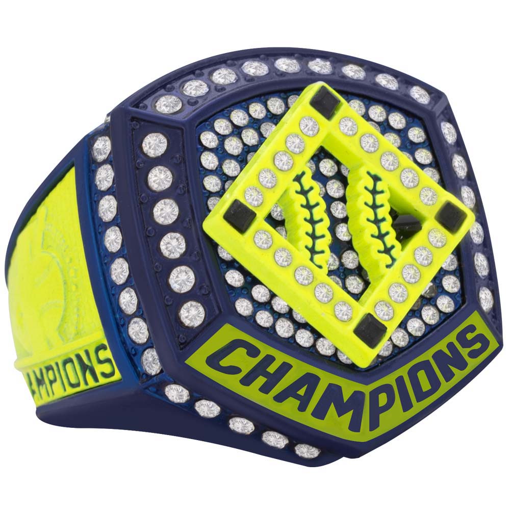 Neon Yellow & Navy Plate Style Ring