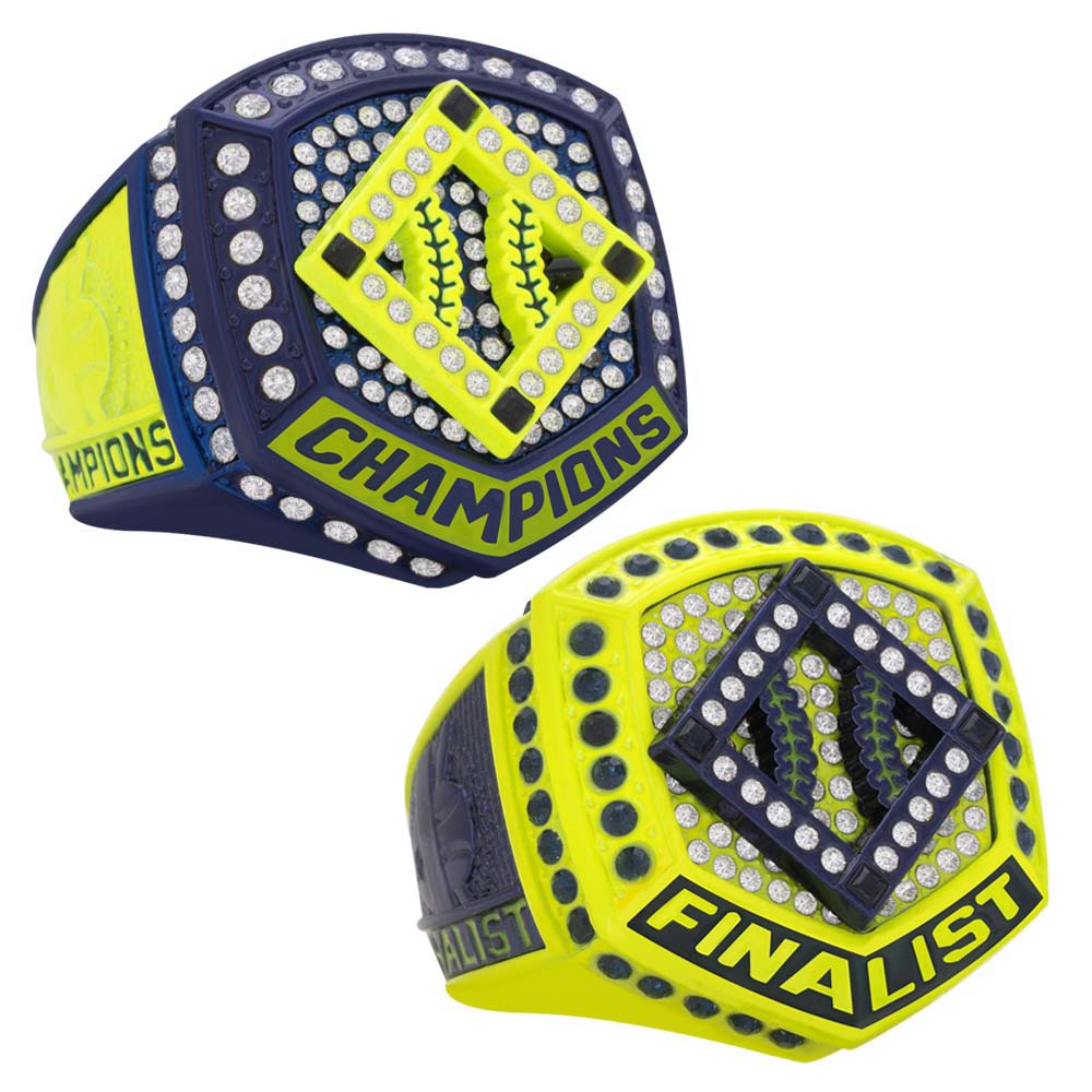 Neon Yellow & Navy Plate Style Ring